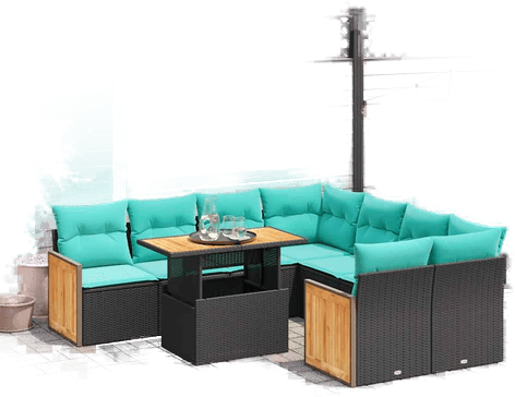 Vidaxl Hagesofa 9 deler svart