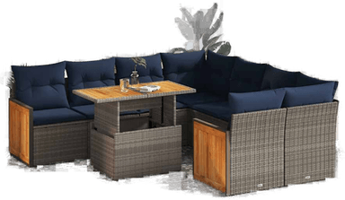 Vidaxl Hagesofa 9 deler grå polyrotting