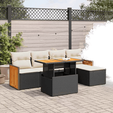 Vidaxl Hagesofa 6 deler svart