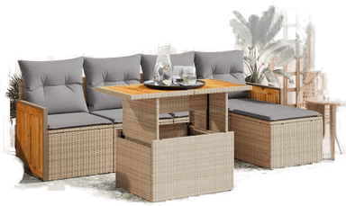 Vidaxl Hagesofa 6 deler beige