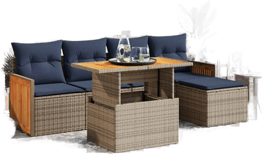 Vidaxl Hagesofa 6 deler grå