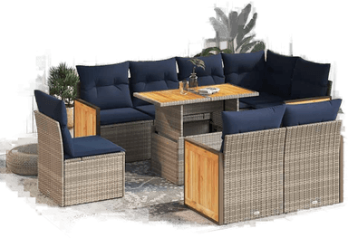 Vidaxl Hagesofa 9 deler grå polyrotting