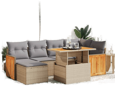 Vidaxl Hagesofa 7 deler beige