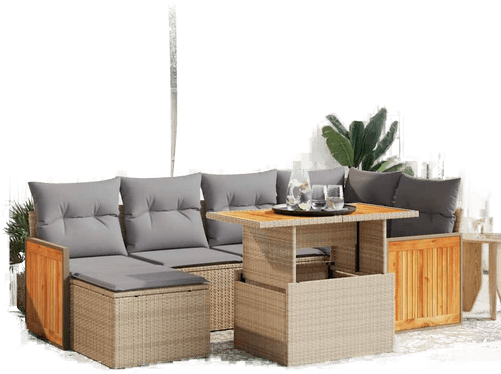 Vidaxl Hagesofa 7 deler beige