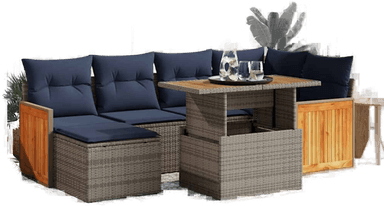 Vidaxl Hagesofa 7 deler svart