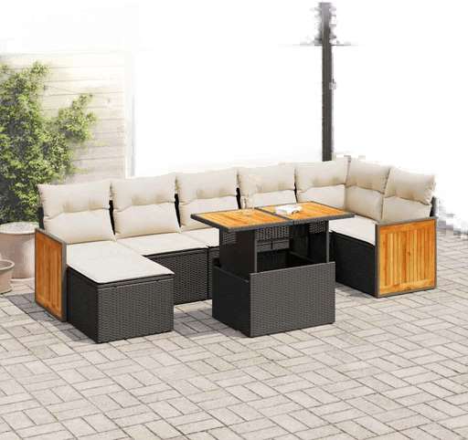 Vidaxl Hagesofa 8 deler svart