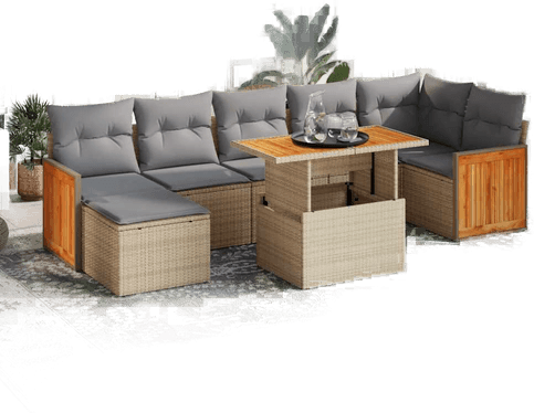 Vidaxl Hagesofa 8 deler beige