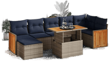 Vidaxl Hagesofa 8 deler brun