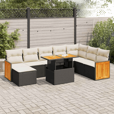 Vidaxl Hagesofa 9 deler svart polyrotting