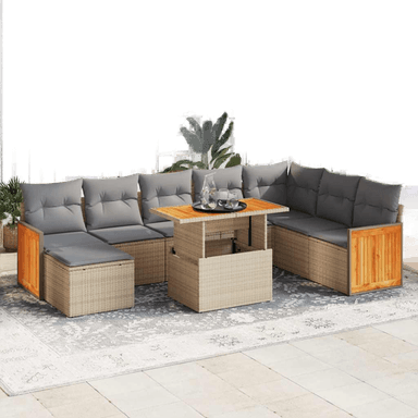 Vidaxl Hagesofa 9 deler beige