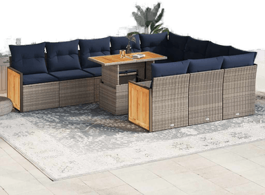 Vidaxl Hagesofa 11 deler grå polyrotting