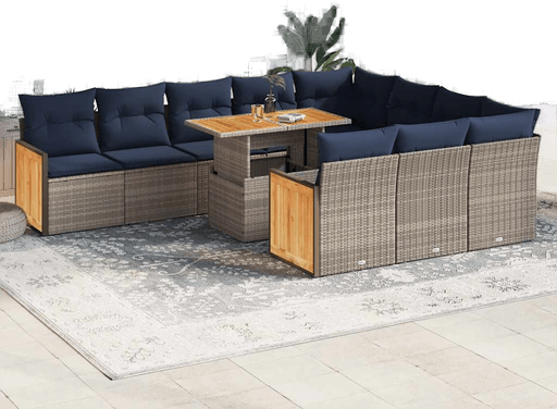 Vidaxl Hagesofa 11 deler grå polyrotting