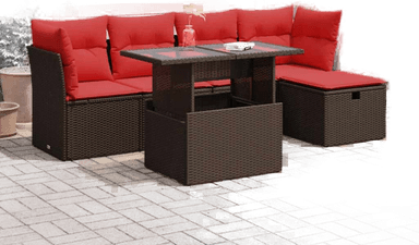 Vidaxl Hagesofa 6 deler brun