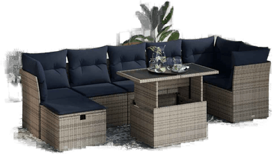 Vidaxl Hagesofa 8 deler grå