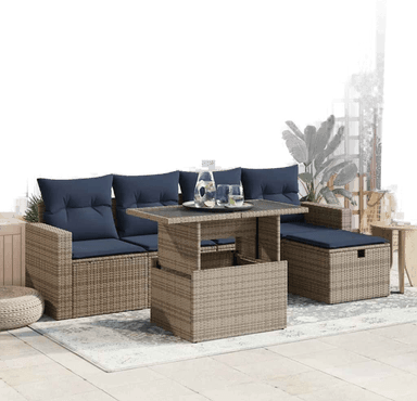 Vidaxl Hagesofa 6 deler grå