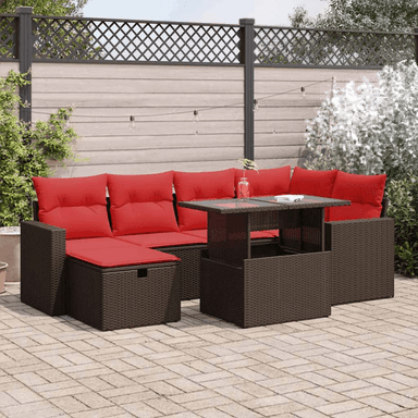 Vidaxl Hagesofa 7 deler brun