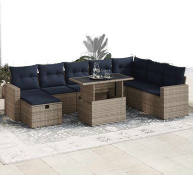 Vidaxl Hagesofa 9 deler grå