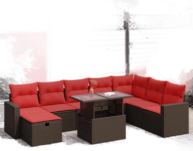 Vidaxl Hagesofa 9 deler brun