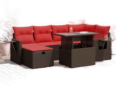 Vidaxl Hagesofa 7 deler brun