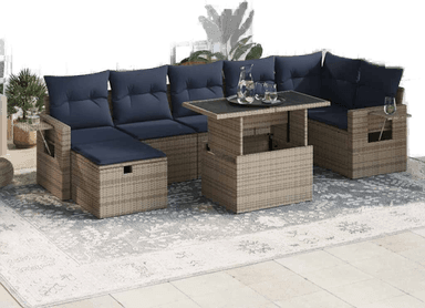 Vidaxl Hagesofa 8 deler grå