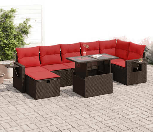 Vidaxl Hagesofa 8 deler brun