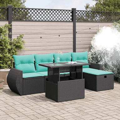 Vidaxl Hagesofa 6 deler grå polyrotting