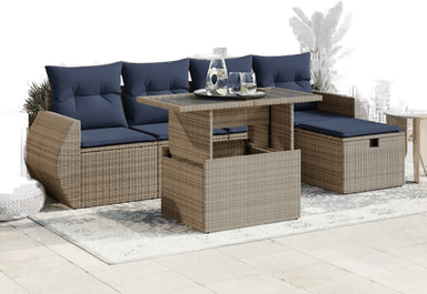 Vidaxl Hagesofa 6 deler grå