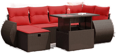 Vidaxl Hagesofa 7 deler brun