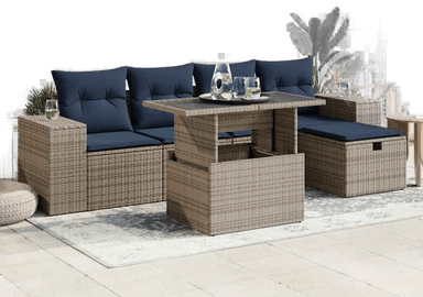 Vidaxl Hagesofa 6 deler brun