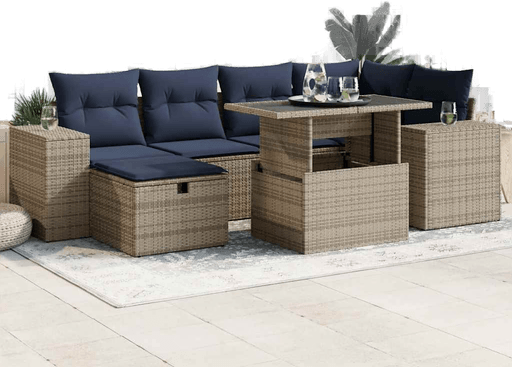 Vidaxl Hagesofa 7 deler brun