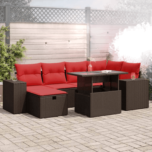 Vidaxl Hagesofa 7 deler svart