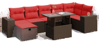 Vidaxl Hagesofa 8 deler svart