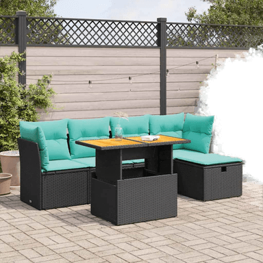 Vidaxl Hagesofa 6 deler svart