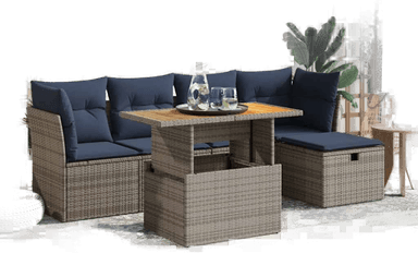 Vidaxl Hagesofa 6 deler grå polyrotting