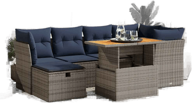 Vidaxl Hagesofa 7 deler svart