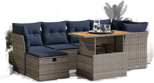 Vidaxl Hagesofa 7 deler svart