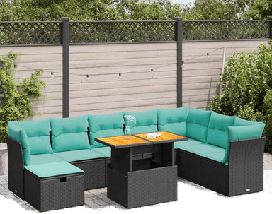 Vidaxl Hagesofa 9 deler grå polyrotting