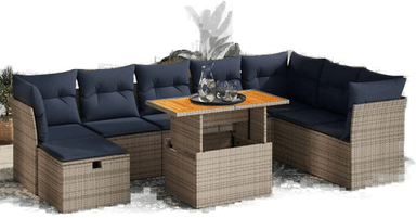 Vidaxl Hagesofa 9 deler brun