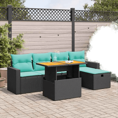 Vidaxl Hagesofa 6 deler svart