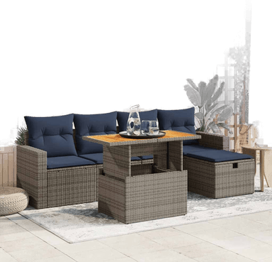 Vidaxl Hagesofa 6 deler grå