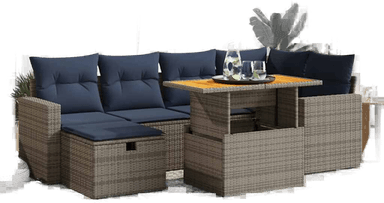 Vidaxl Hagesofa 7 deler svart