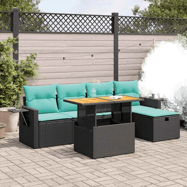 Vidaxl Hagesofa 6 deler svart