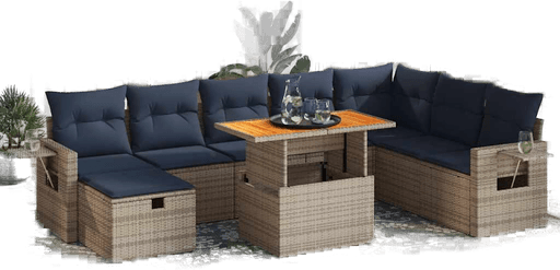 Vidaxl Hagesofa 9 deler grå polyrotting