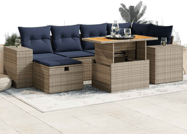 Vidaxl Hagesofa 7 deler brun