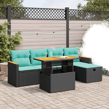 Vidaxl Hagesofa 6 deler svart