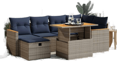 Vidaxl Hagesofa 7 deler grå polyrotting