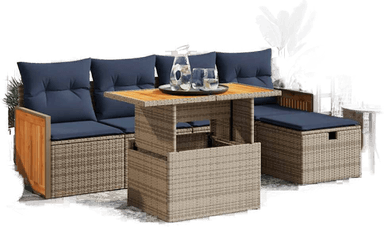 Vidaxl Hagesofa 6 deler grå polyrotting