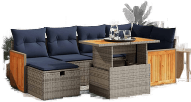 Vidaxl Hagesofa 7 deler grå