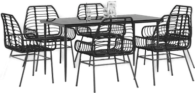 Vidaxl Hagespisegruppe 7 deler svart