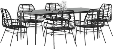 Vidaxl Hagespisegruppe 7 deler svart